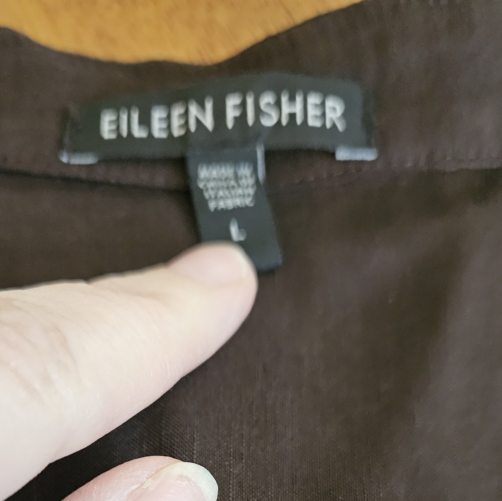 NWOT Eileen Fisher Brown Collarless Linen Shirt Jacket Size L - Picture 2 of 6